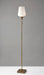 Adesso Antique Brass Roxy Floor Lamp-White Opal Glass Cylinder Shade And 60 Inch Clear Cord And On/Off Nylon Pull Chain Switch (4266-21)
