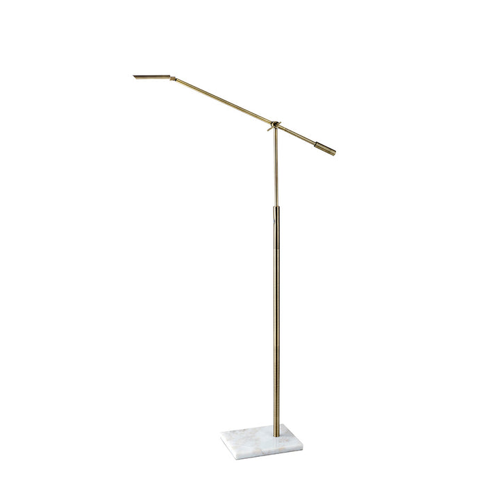 Adesso Antique Brass Vera LED Floor Lamp-Antique Brass-Frosted Diffuser Rectangle Shade-60 Inch Black Cord-4-Way Touch Dimmer Switch (4129-21)