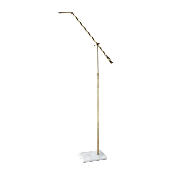 Adesso Antique Brass Vera LED Floor Lamp-Antique Brass-Frosted Diffuser Rectangle Shade-60 Inch Black Cord-4-Way Touch Dimmer Switch (4129-21)