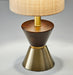 Adesso Antique Brass/Walnut Rubber Wood Carmen Table Lamp-Textured Beige Fabric Tall Cylinder Shade-60 Inch Clear Cord-3-Way Rotary Socket Switch (4268-21)