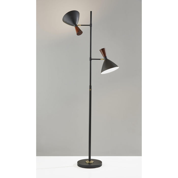 Adesso Arlo Tree Lamp Black With Walnut Rubber Wood Accent (3488-01)