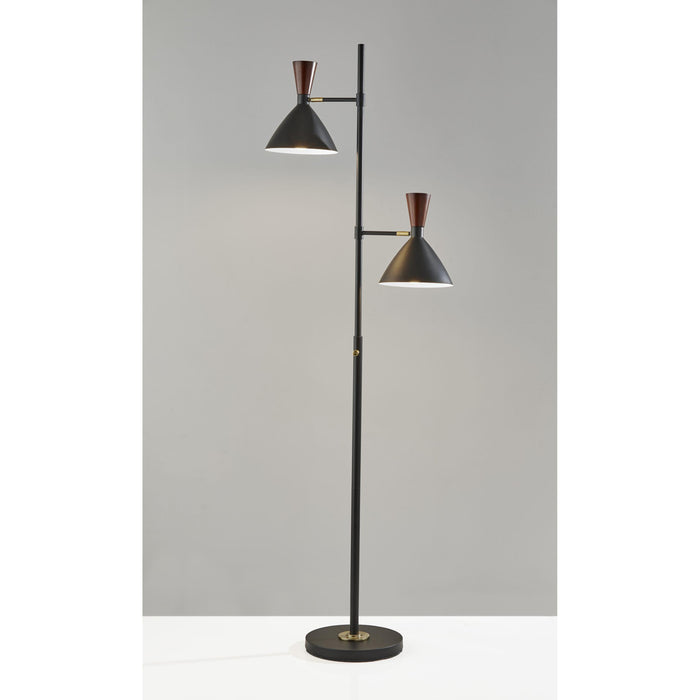 Adesso Arlo Tree Lamp Black With Walnut Rubber Wood Accent (3488-01)