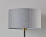 Adesso Black And Antique Brass Bergen Table Lamp-Gray Textured Fabric Drum Shade And 60 Inch Clear Cord And 3-Way Rotary Switch On Socket (4206-21)