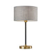 Adesso Black And Antique Brass Bergen Table Lamp-Gray Textured Fabric Drum Shade And 60 Inch Clear Cord And 3-Way Rotary Switch On Socket (4206-21)