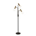 Adesso Black And Antique Brass Sinclair LED 3-Arm Floor Lamp-Frosted Glass Globe Shade-70 Inch Black Fabric Cord-Rotary Dimmer Switch On Pole (3765-01)