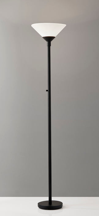 Adesso Black Aries 300W Torchiere-White Acrylic Cone Shade And 60 Inch Black Cord And Low/High/Off Rotary Switch (7500-01)