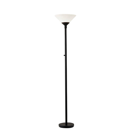Adesso Black Aries 300W Torchiere-White Acrylic Cone Shade And 60 Inch Black Cord And Low/High/Off Rotary Switch (7500-01)