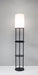 Adesso Black Charging Station Shelf Floor Lamp-White Linen Tall Drum Shade And 76 Inch Black Cord And On/Off Pull Chain Switch (3116-01)