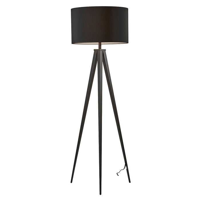 Adesso Black Director Floor Lamp-Black Fabric Drum Shade And 72 Inch Black Cord And 3-Way Rotary Socket Switch (6424-01)