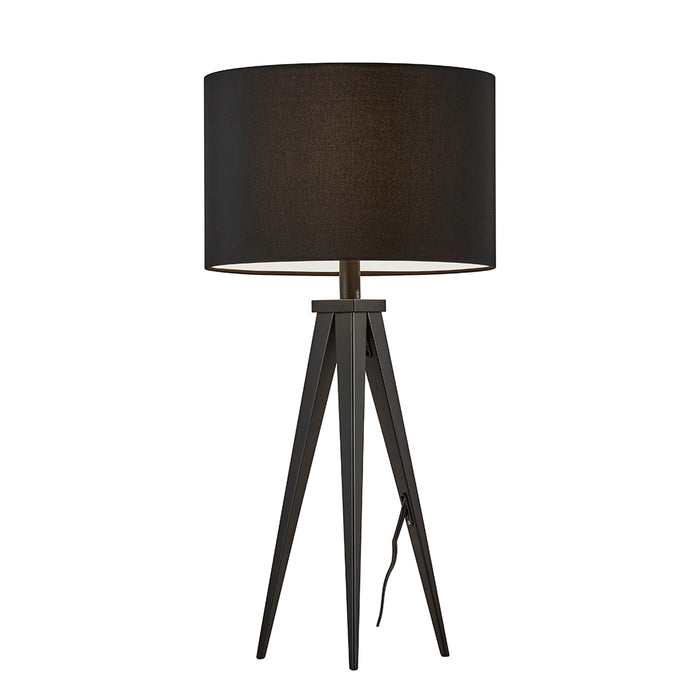 Adesso Black Director Table Lamp-Black Fabric Drum Shade And 63 Inch Black Cord And 3-Way Rotary Socket Switch (6423-01)