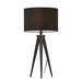 Adesso Black Director Table Lamp-Black Fabric Drum Shade And 63 Inch Black Cord And 3-Way Rotary Socket Switch (6423-01)