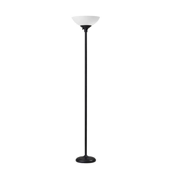Adesso Black Glenn 300W Torchiere-Frosted Plastic Bowl Shade And 60 Inch Black Cord And Low/High/Off Rotary Switch (7506-01)