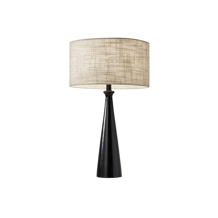 Adesso Black Linda Table Lamp-Cream/Light Brown Textured Fabric Short Drum Shade And 60 Inch Black Cord And 3-Way Rotary Socket Switch (1517-01)