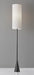 Adesso Black Nickel Bella Floor Lamp-Silk-Like Fabric Cylinder Tall Drum Shade And 60 Inch Black Cord And 3-Way Touch Sensor Switch (4029-01)