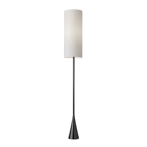 Adesso Black Nickel Bella Floor Lamp-Silk-Like Fabric Cylinder Tall Drum Shade And 60 Inch Black Cord And 3-Way Touch Sensor Switch (4029-01)