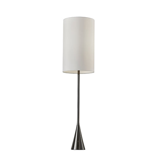 Adesso Black Nickel Bella Table Lamp-Silk-Like Fabric Cylinder Tall Drum Shade And 60 Inch Black Cord And 3-Way Touch Sensor Switch (4028-01)