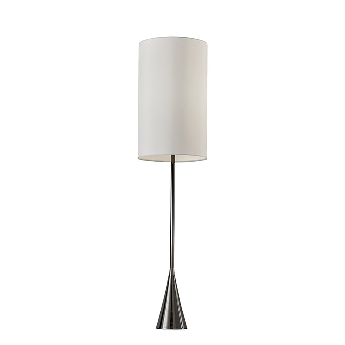 Adesso Black Nickel Bella Table Lamp-Silk-Like Fabric Cylinder Tall Drum Shade And 60 Inch Black Cord And 3-Way Touch Sensor Switch (4028-01)