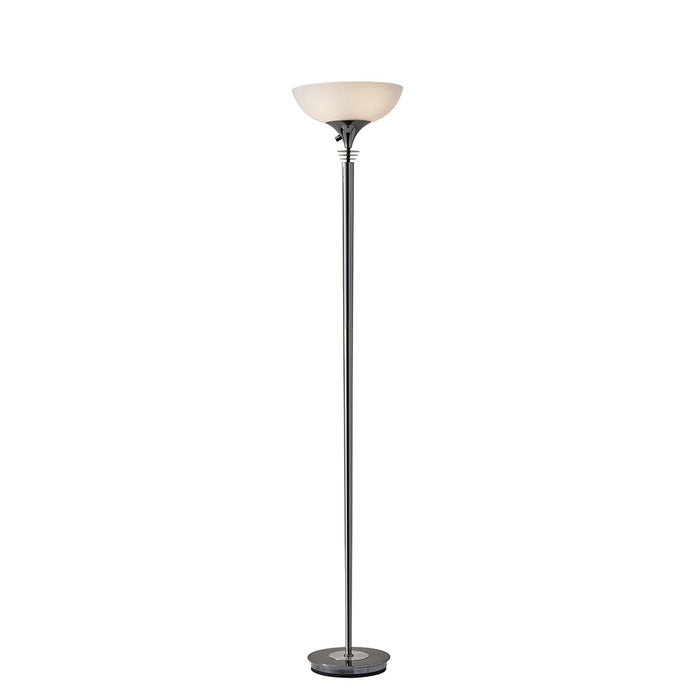 Adesso Black Nickel Metropolis 300W Torchiere-Frosted Glass Bowl Shade And 60 Inch Black Cord And Low/High/Off Rotary Switch (5120-01)