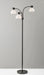 Adesso Black Nickel Presley 3-Arm Floor Lamp-Clear Plastic Outer-Frosted Inner Bell Shade-60 Inch Clear Cord-3-Way Rotary Switch 1 Light On-2 Lights On-All On-Off (3566-01)