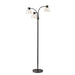 Adesso Black Nickel Presley 3-Arm Floor Lamp-Clear Plastic Outer-Frosted Inner Bell Shade-60 Inch Clear Cord-3-Way Rotary Switch 1 Light On-2 Lights On-All On-Off (3566-01)