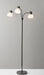 Adesso Black Nickel Presley 3-Arm Floor Lamp-Clear Plastic Outer-Frosted Inner Bell Shade-60 Inch Clear Cord-3-Way Rotary Switch 1 Light On-2 Lights On-All On-Off (3566-01)