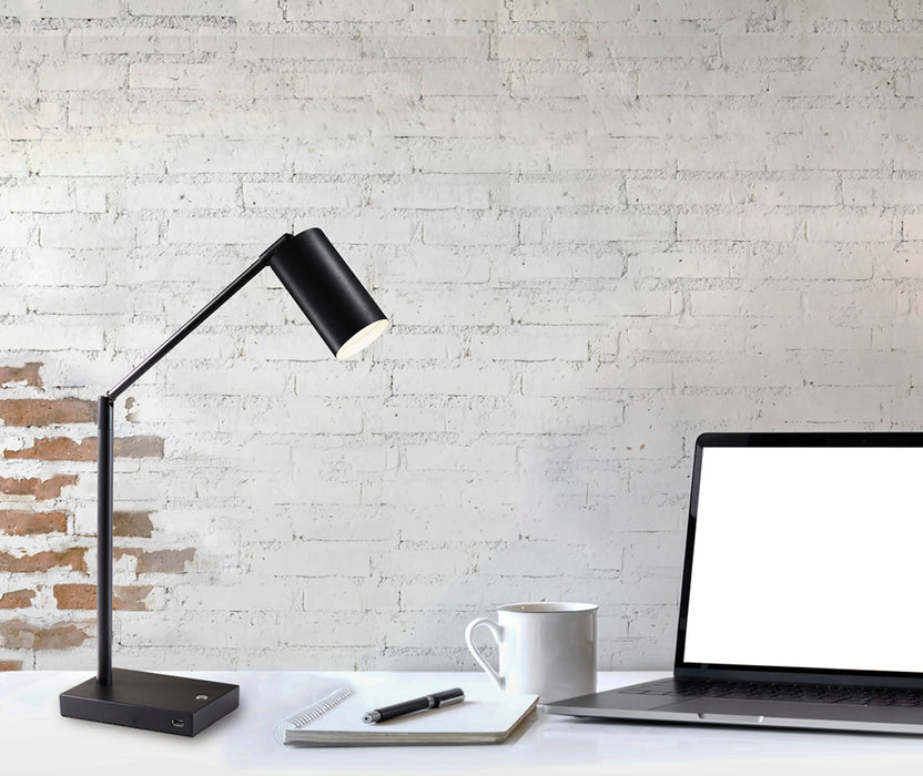 Adesso Black Painted Metal Colby LED Desk Lamp-Black Painted Metal Cylinder Shade And 84 Inch Black Cord And Touch Dimmer (4274-01)