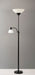 Adesso Black Piedmont 300W Combination Torchiere-White Plastic Bowl Shade-60 Inch Black Cord-4-Way Switch On Pole Uplight On-Reading Light On-Both Lights On-All Off (7202-01)