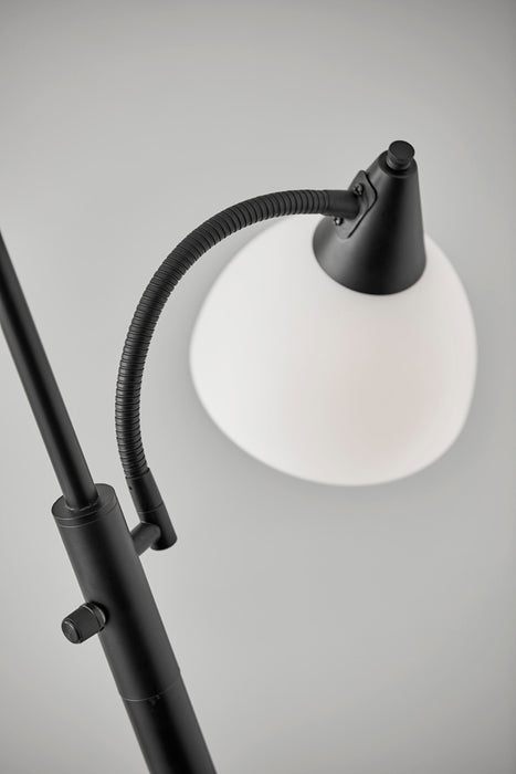 Adesso Black Piedmont 300W Combination Torchiere-White Plastic Bowl Shade-60 Inch Black Cord-4-Way Switch On Pole Uplight On-Reading Light On-Both Lights On-All Off (7202-01)