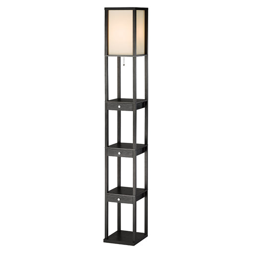 Adesso Black PVC Veneer On MDF Murray Three Drawer Shelf Lamp-Off-White Square Shade-128 Inch Clear Cord-On/Off Pull Chain Switch (3450-01)