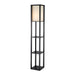 Adesso Black PVC Veneer On MDF Titan Tall Shelf Floor Lamp-Off-White Polyester/Cotton Square Shade-128 Inch Clear Cord-On/Off Pull Chain Switch (3193-01)