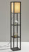 Adesso Black Wood Veneer On MDF Wright Shelf Floor Lamp-Off-White Square Shade And 115 Inch Clear Cord And On/Off Pull Chain Switch (3138-01)