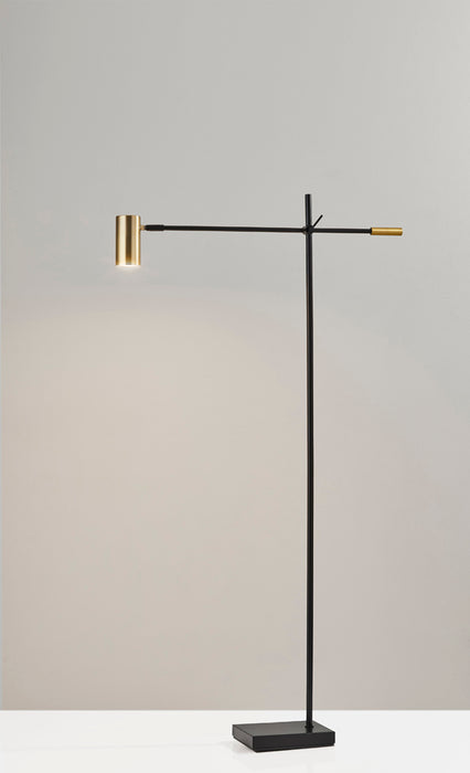 Adesso Black/Antique Brass Collette LED Floor Lamp-Antique Brass Cylinder Shade And 60 Inch Black Cord And 4-Way Touch Switch (4218-01)