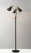 Adesso Black/Antique Brass Nadine 3-Arm Floor Lamp-Matte Black Cones Shade-60 Inch Clear Cord-3-Way Rotary Switch 1 Light On-2 Lights On-All On-Off (3249-01)