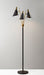 Adesso Black/Antique Brass Nadine 3-Arm Floor Lamp-Matte Black Cones Shade-60 Inch Clear Cord-3-Way Rotary Switch 1 Light On-2 Lights On-All On-Off (3249-01)
