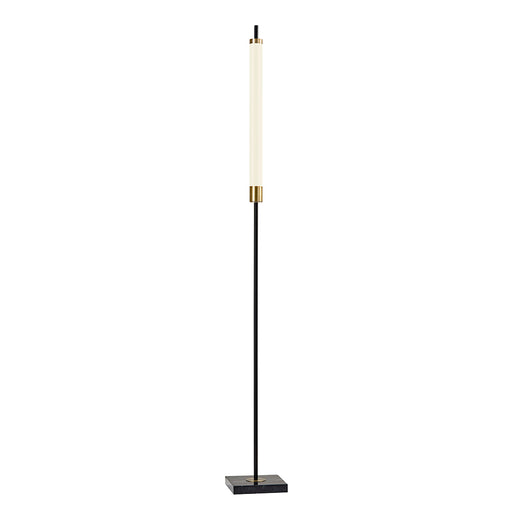 Adesso Black/Antique Brass Piper LED Floor Lamp-Frosted Tall Cylinder Shade-60 Inch Black Cord-4-Way Touch Dimmer Switch Located On Bottom Of Brass Piece Under Shade (4191-01)