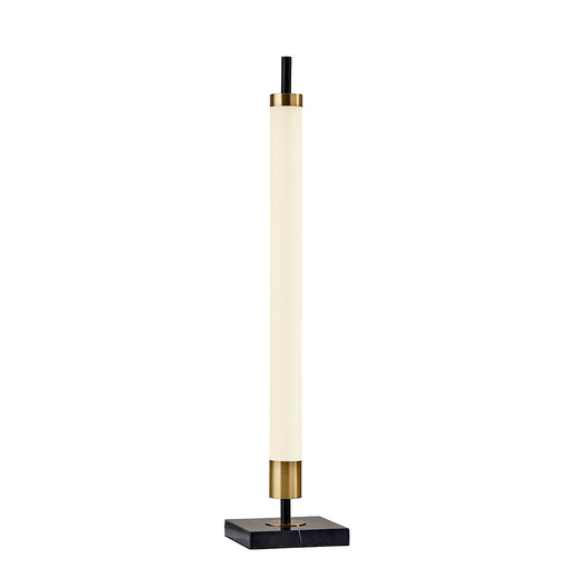 Adesso Black/Antique Brass Piper LED Table Lamp-Frosted Tall Cylinder Shade-60 Inch Black Cord-4-Way Touch Dimmer Switch Located On Bottom Of Brass Piece Under Shade (4190-01)
