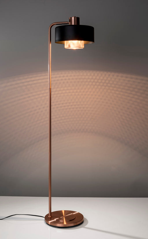Adesso Black/Brushed Copper Bradbury Floor Lamp-Black Double Drum Shade And 73 Inch Black Cord And 3-Way Rotary Switch (6049-20)