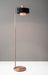 Adesso Black/Brushed Copper Bradbury Floor Lamp-Black Double Drum Shade And 73 Inch Black Cord And 3-Way Rotary Switch (6049-20)