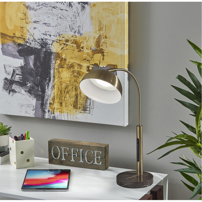 Adesso Bolton LED Desk Lamp With Smart Switch Antique Brass (4306-21)