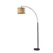 Adesso Bowery Arc Lamp Antique Brass With Natural Woven/Black Trim Drum Shade (4249-12)