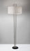 Adesso Brushed Steel Anderson Floor Lamp-Textured White Linen Drum Shade And 60 Inch Clear Cord And 2XOn/Off Pull Chain Switch (4073-22)