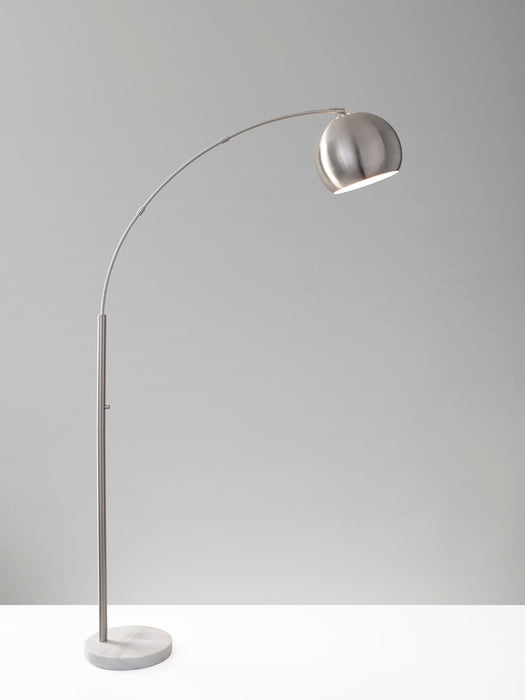Adesso Brushed Steel Astoria Arc Lamp-Brushed Steel Globe Shade And 60 Inch Clear Cord And Low/High/Off Rotary Switch On Pole (5170-22)