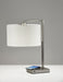 Adesso Brushed Steel Austin Adesso Charge Table Lamp-White Textured Fabric Drum Shade-60 Inch Clear Cord-On/Off Rotary Socket Switch (4123-22)