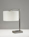 Adesso Brushed Steel Austin Adesso Charge Table Lamp-White Textured Fabric Drum Shade-60 Inch Clear Cord-On/Off Rotary Socket Switch (4123-22)