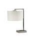 Adesso Brushed Steel Austin Adesso Charge Table Lamp-White Textured Fabric Drum Shade-60 Inch Clear Cord-On/Off Rotary Socket Switch (4123-22)