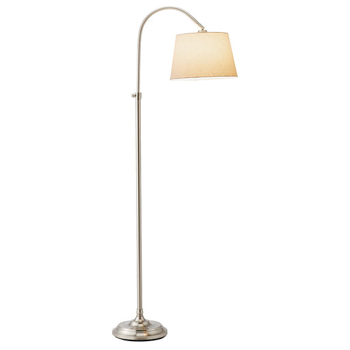 Adesso Brushed Steel Bonnet Floor Lamp-White Linen Modified Drum Shade And 60 Inch Clear Cord And 3-Way Rotary Socket Switch (3188-22)