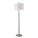 Adesso Brushed Steel Boulevard Floor Lamp-White Silk-Like Fabric Drum Shade And 60 Inch Black Cord And 2 Pull Chain Switch (4067-22)