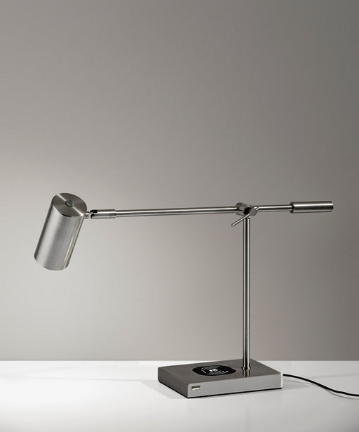 Adesso Brushed Steel Collette Adesso Charge LED Desk Lamp-Brushed Steel Cylinder Shade And 60 Inch Black Cord And On/Off Touch Switch (4217-22)