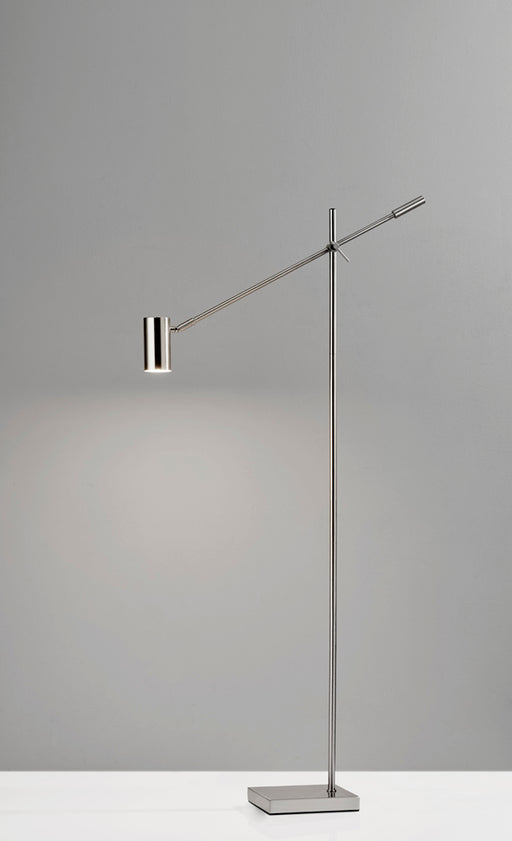 Adesso Brushed Steel Collette LED Floor Lamp-Brushed Steel Cylinder Shade And 60 Inch Black Cord And 4-Way Touch Switch (4218-22)
