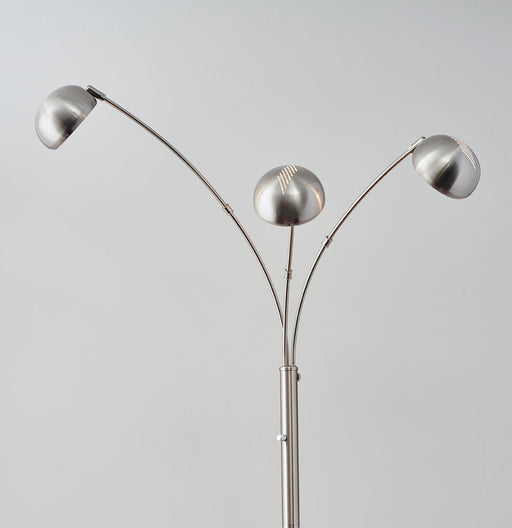 Adesso Brushed Steel Domino Arc Lamp-Brushed Steel Globes Shade And 60 Inch Black Cord And On/Off Rotary Switch (5118-22)